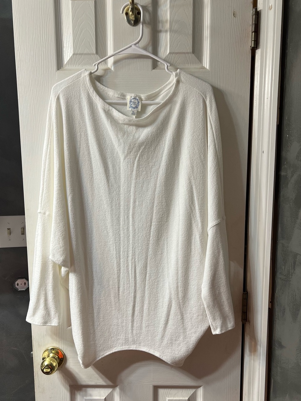 Blue Rain White Oversized Dolman Sleeve Tunic Top Womens XL